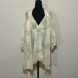 vintage flora night gown with robe xl